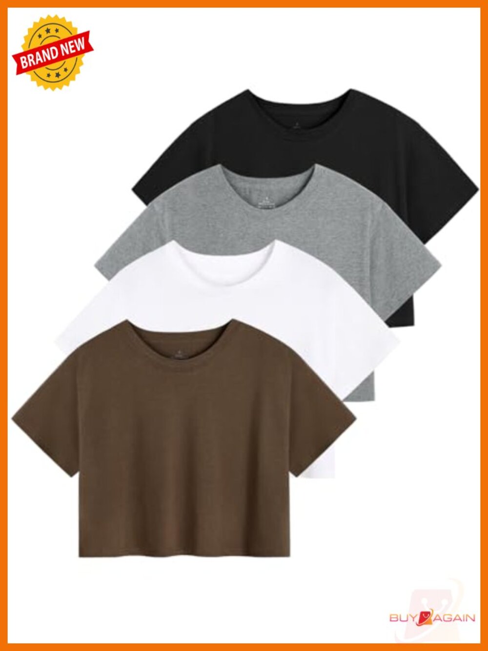 4 Pack Women's Cotton Crop T-Shirts Short Sleeve Workout Yoga Tees